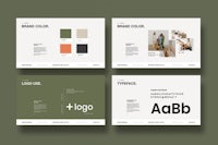 a set of presentation slides with different colors and fonts