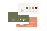 a set of business cards with different colors on them